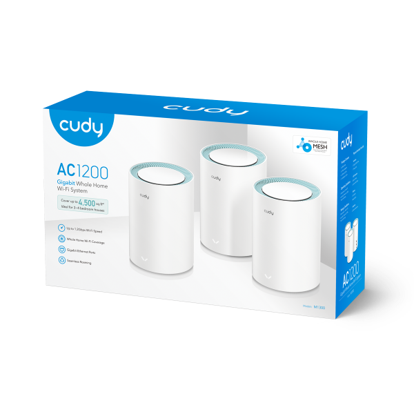 Picture of cudy AC1200 Gigabit Mesh Wi-Fi System, M1300 3-Pack