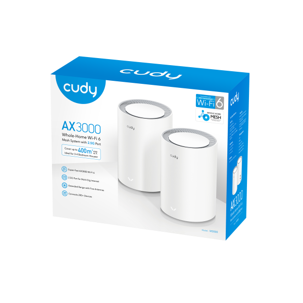 Picture of cudy AX3000 2.5G Mesh Wi-Fi 6 System, M3000 2-pack